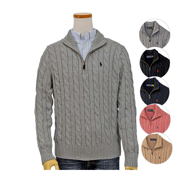 POLO ラルフローレンケーブルハーフジップ セーター セーター、カ