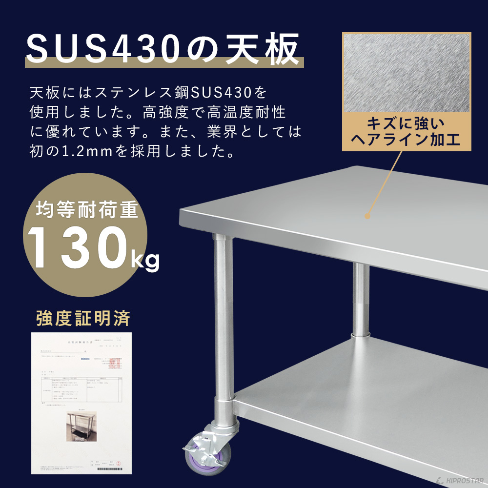 ステンレス作業台 板厚1.2mmモデル 900×450×800 業務用