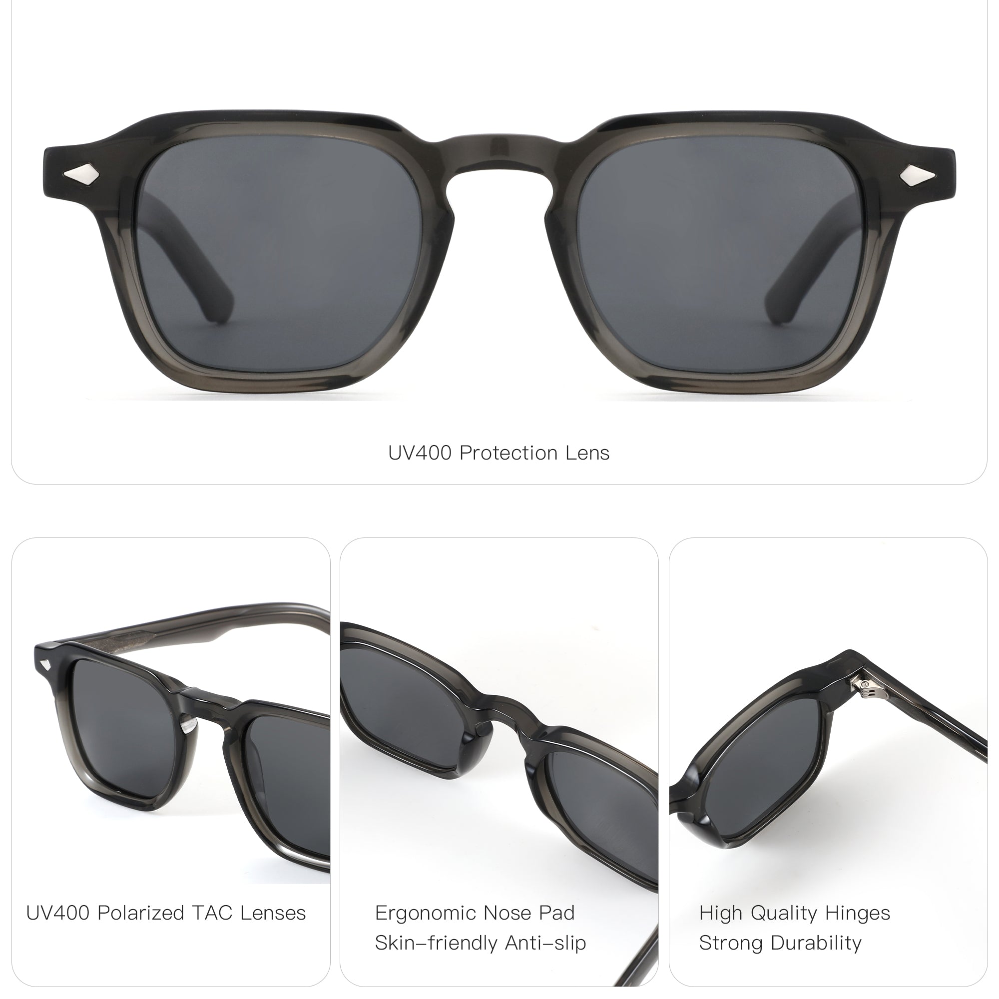 Cecil Grey Acetate Sunglasses | UV400 Polarized - zenottic