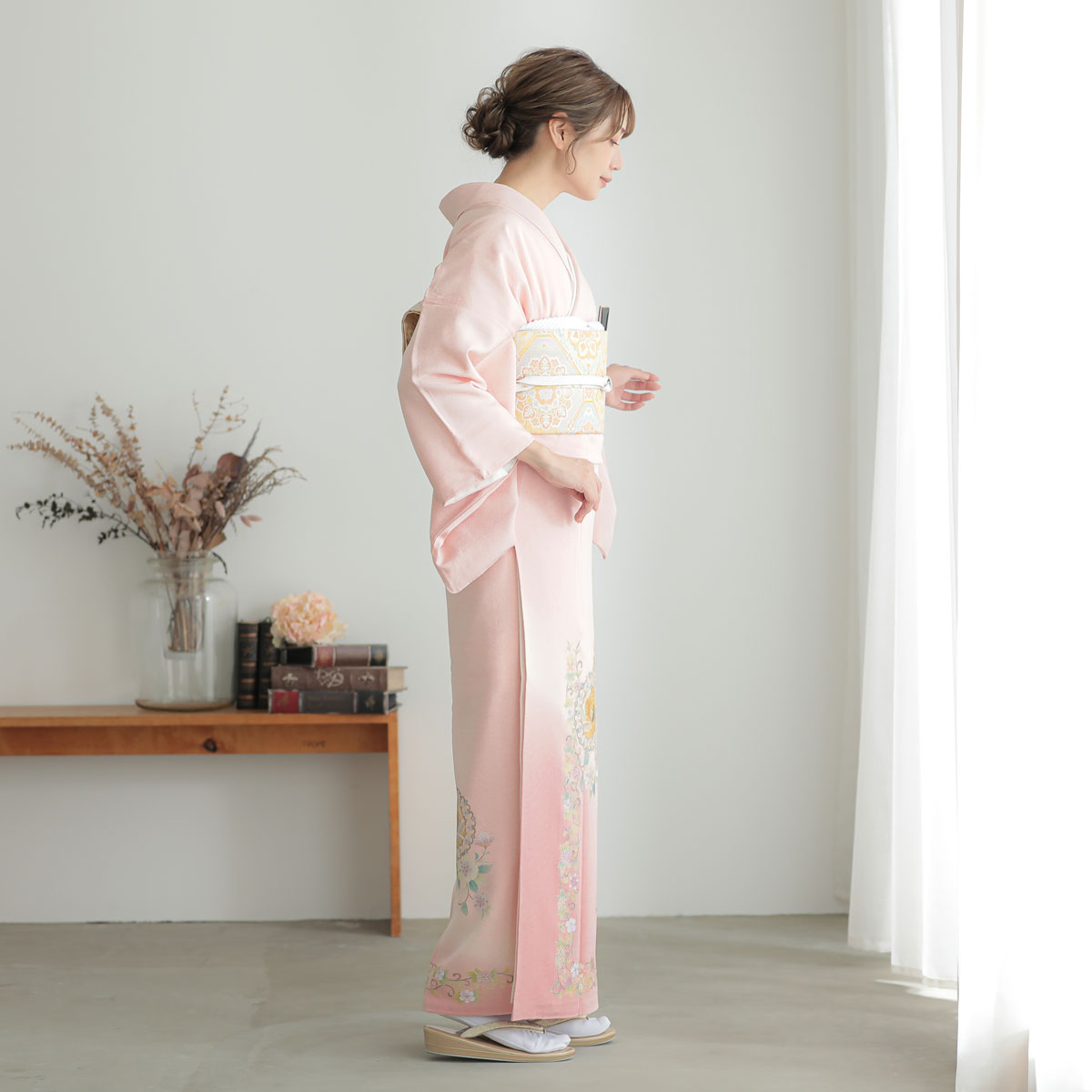 色留袖：E177 ピンク 唐花鳳凰文| 色留袖レンタル │ 京都着物レンタル夢館