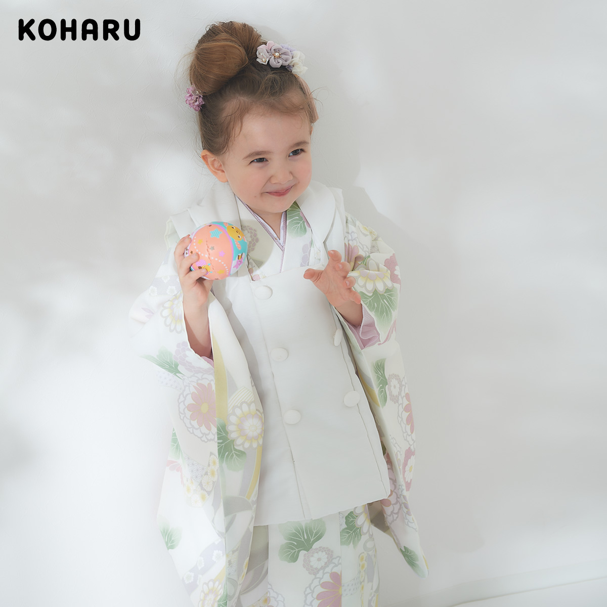 七五三被布 : KOHARU K239 【三歳女児被布】白x白菊熨斗目 | 七五三