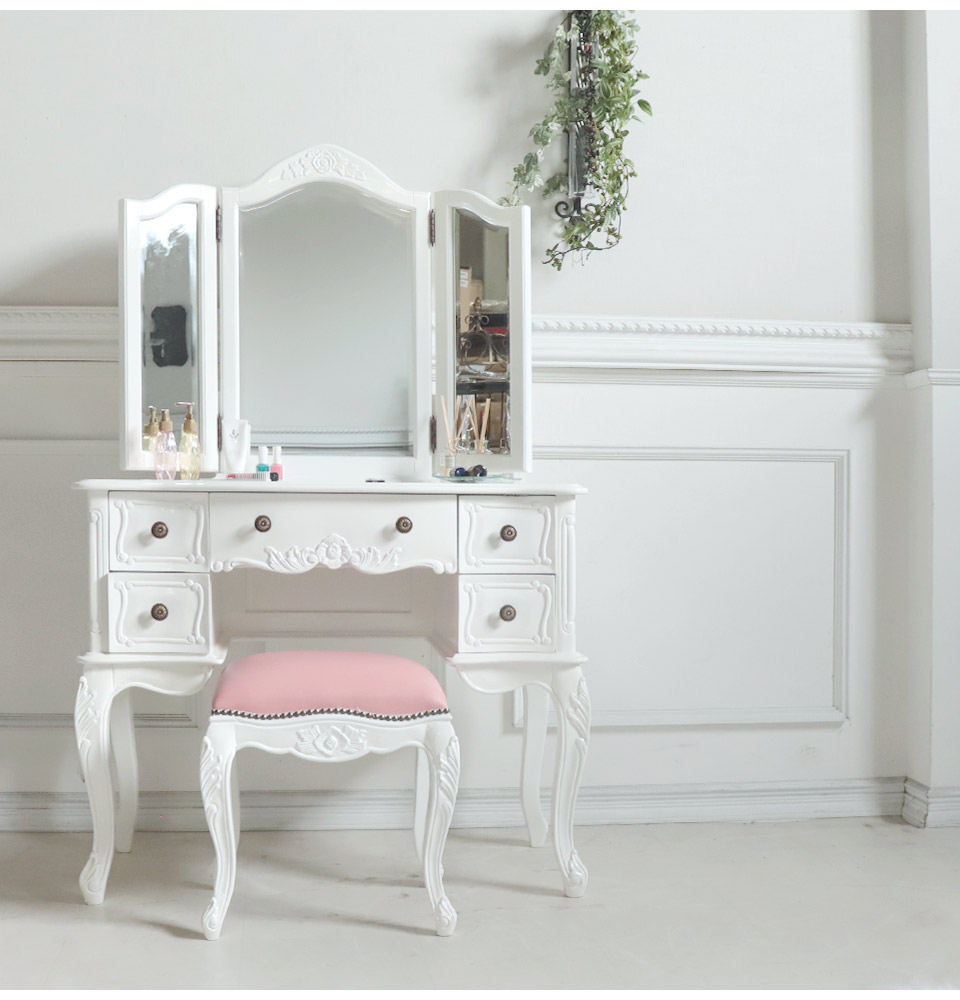 三面鏡ドレッサー ホワイト｜高級マホガニー家具VENECHIA｜おしゃれ