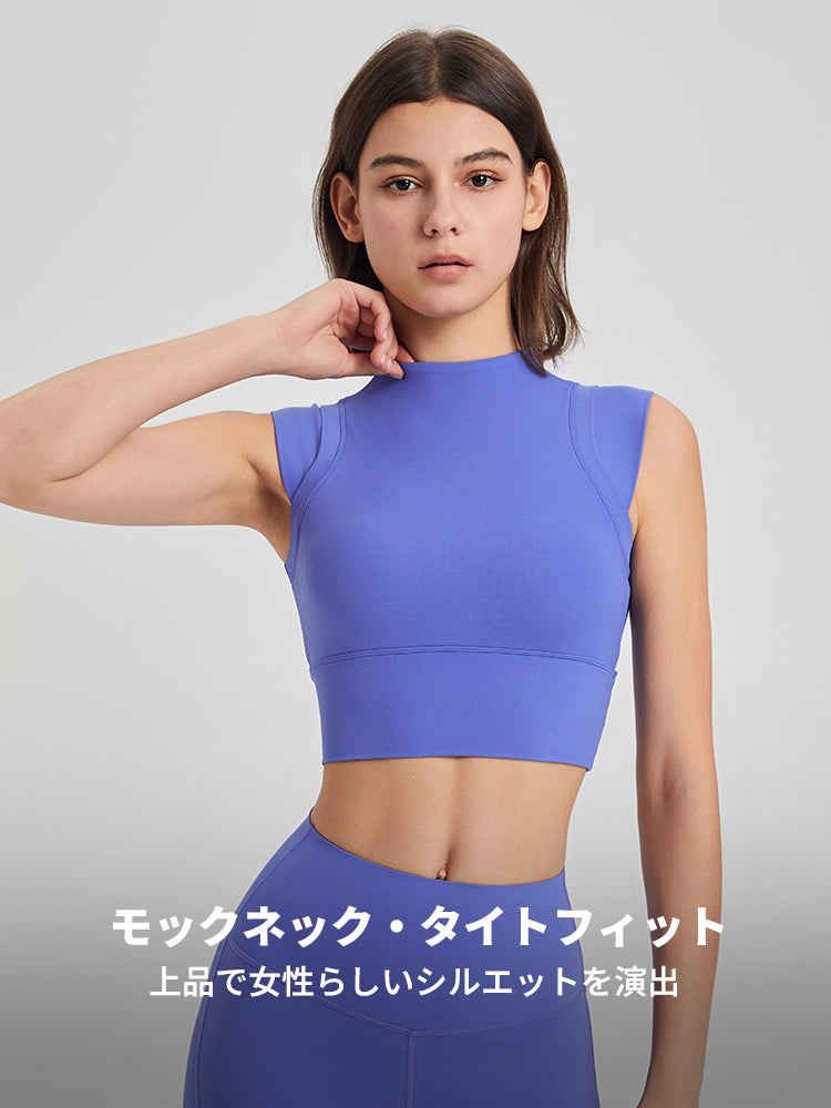 Y2K ハイネック クロップド タンクトップ