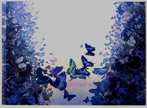 吉田千鶴子 大きい 版画 谷間の蝶 貴重！吉田千鶴子 大きい 版画 谷間