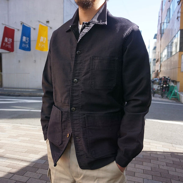 1950-60's ブラックモールスキンフレンチワークジャケット デッド