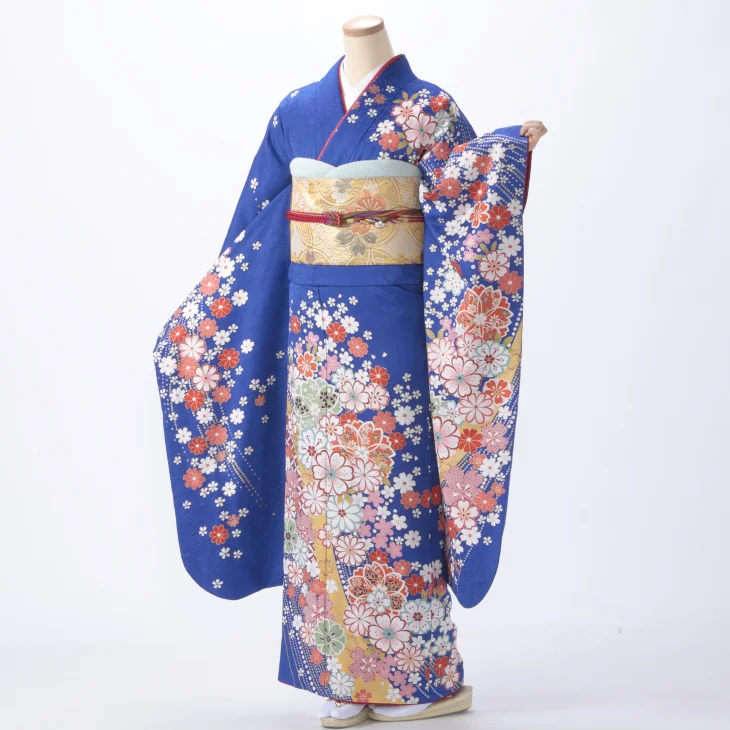 f0319120】【青・紺系】振袖 販売 フルセット Mサイズ 【中古】【状態