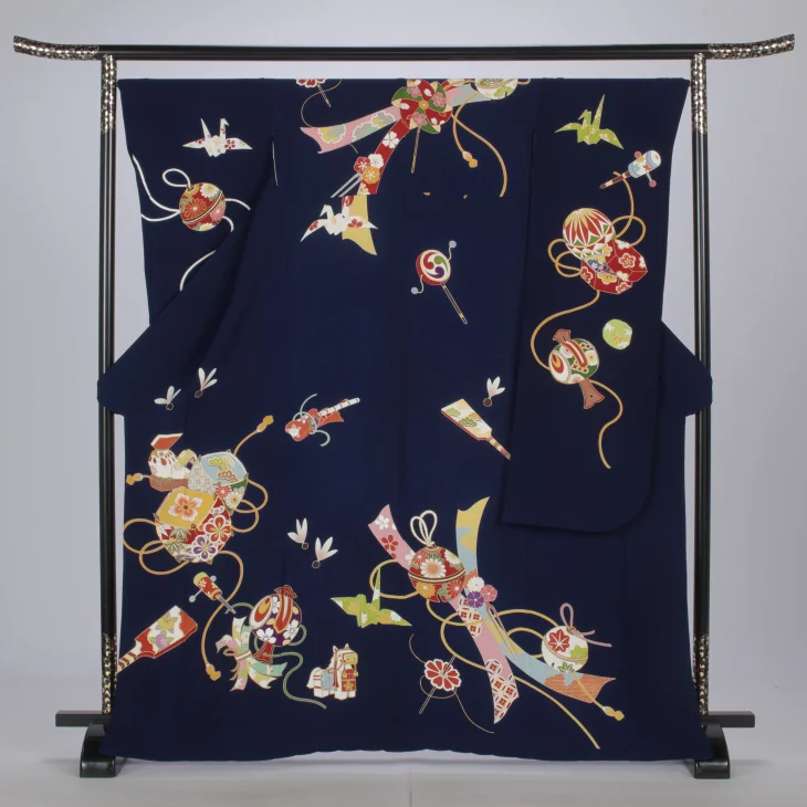 f1121035r2】【青・紺系】振袖 レンタル フルセット Lサイズ 成人式