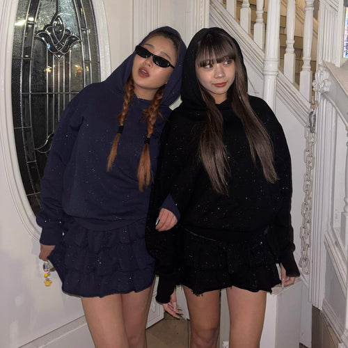 glitter logo hoodie – YZ