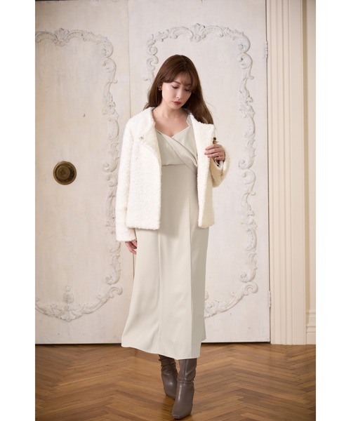 Her lip to ノーカラーコート コート Elise Boucle Peplum Coat