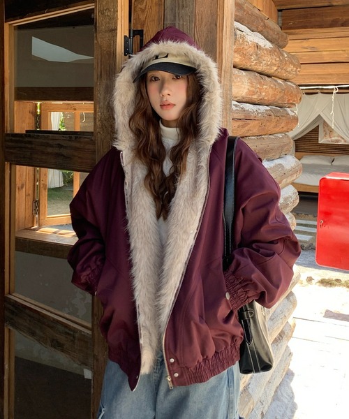 FreeZone ブルゾン アウター 「新色追加」フェイクファーフード付き