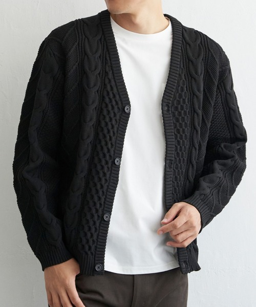 ikka（イッカ） カーディガン GOKU楽ニットケーブルカーディガン