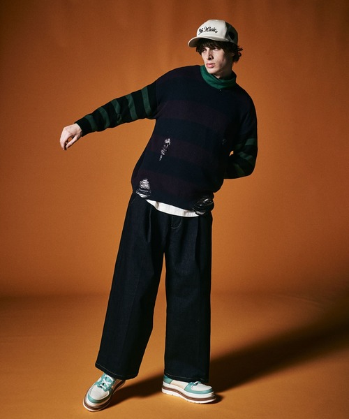 glamb（グラム） セーター ニット Damaged Border Knit / ダメージ