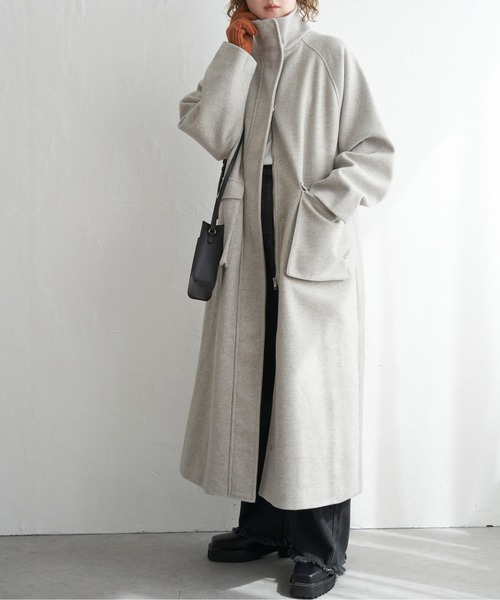 notch. コート アウター ウールライクスタンドジップコート レディース