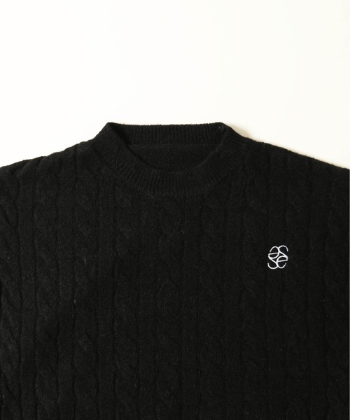 ニット セーター ワンポイントケーブルショートニット レディース