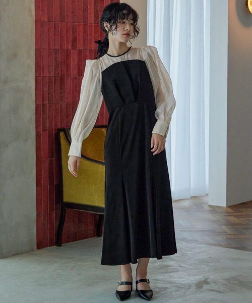 niana（ニアナ） ドレス マーメイドドットスリーブロングワンピース