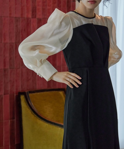 niana（ニアナ） ドレス マーメイドドットスリーブロングワンピース