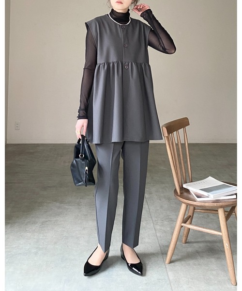 She's Closet セットアップ ギャザーペプラムジレベストトップス