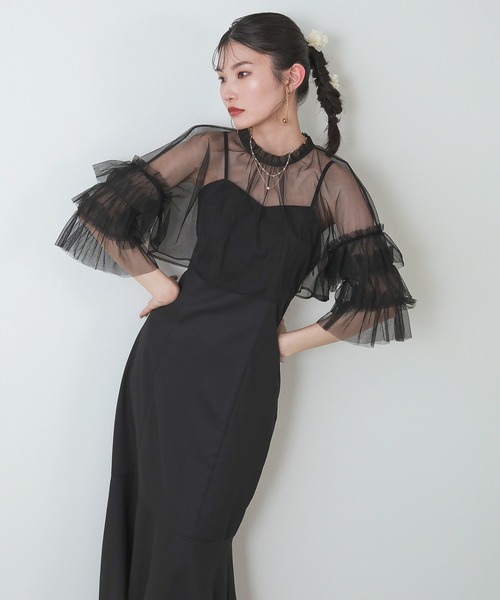 Kana ドレス 「低身長用サイズあり」チュール ティアード ボレロ 3way