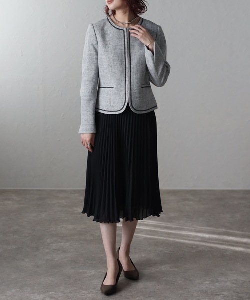 ＆HALF セットアップ カラミジャケット×プリーツスカート レディース
