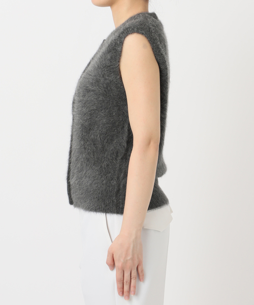 NOBLE（ノーブル） ベスト ジレ FOX/Caファーニットフロントボタン