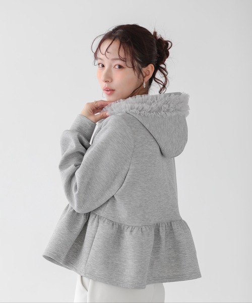 Fit more（フィットモア） パーカー ダンボールチュールフードジップ