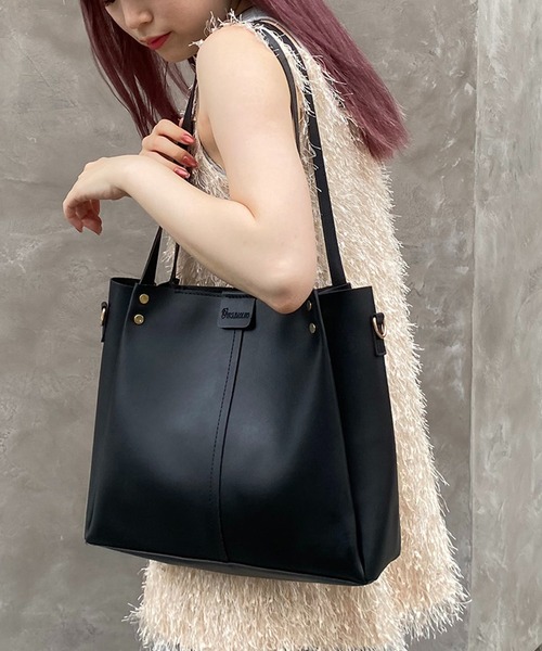 トートバッグ 「A4サイズ対応」大容量 2WAYフェイクレザー ショルダー