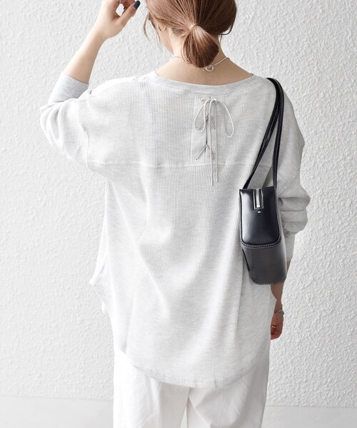 SHIPS any tシャツ any:「洗濯機可能」ワッフル レースアップ ラウンド