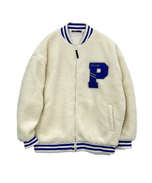 Bling Leads スタジャン もこもこボアフリース / 刺繍ワッペン入り