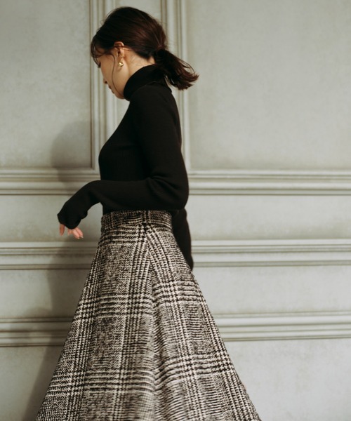 anuans（アニュアンス） スカート ウールチェックツイードフレア