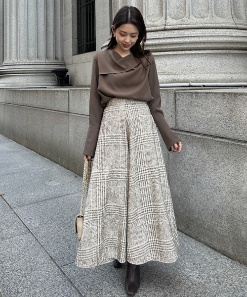 anuans（アニュアンス） スカート ウールチェックツイードフレア
