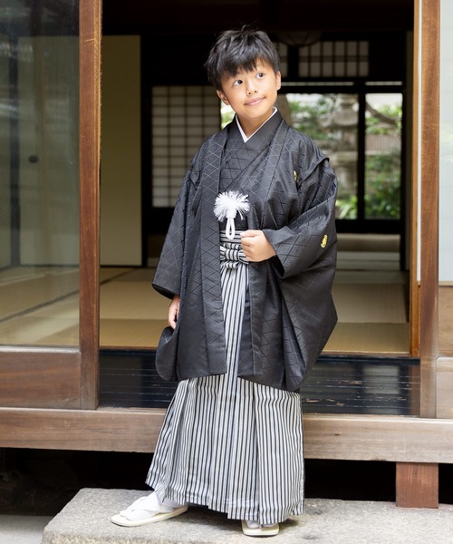 KIMONOMACHI 着物 ボーイズ 羽織袴セット 男の子 10歳 13歳 金刺繍紋