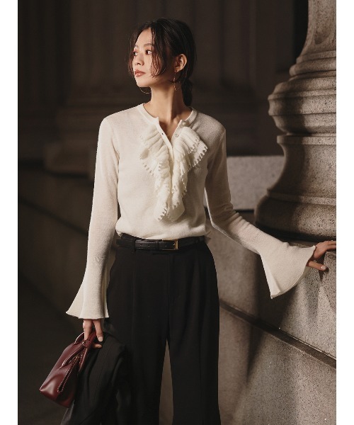 anuans（アニュアンス） ニット セーター カスケードフリルニット