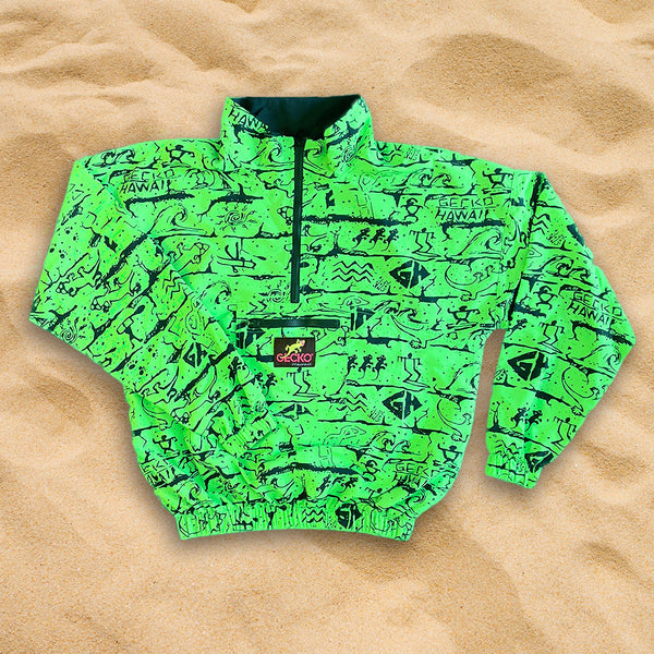 1988 Neon Green Wall Windbreaker | Gecko Hawaii