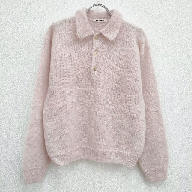 AURALEE BRUSHED SUPER KID MOHAIR KNIT POLO a22ap05km ニットポロ
