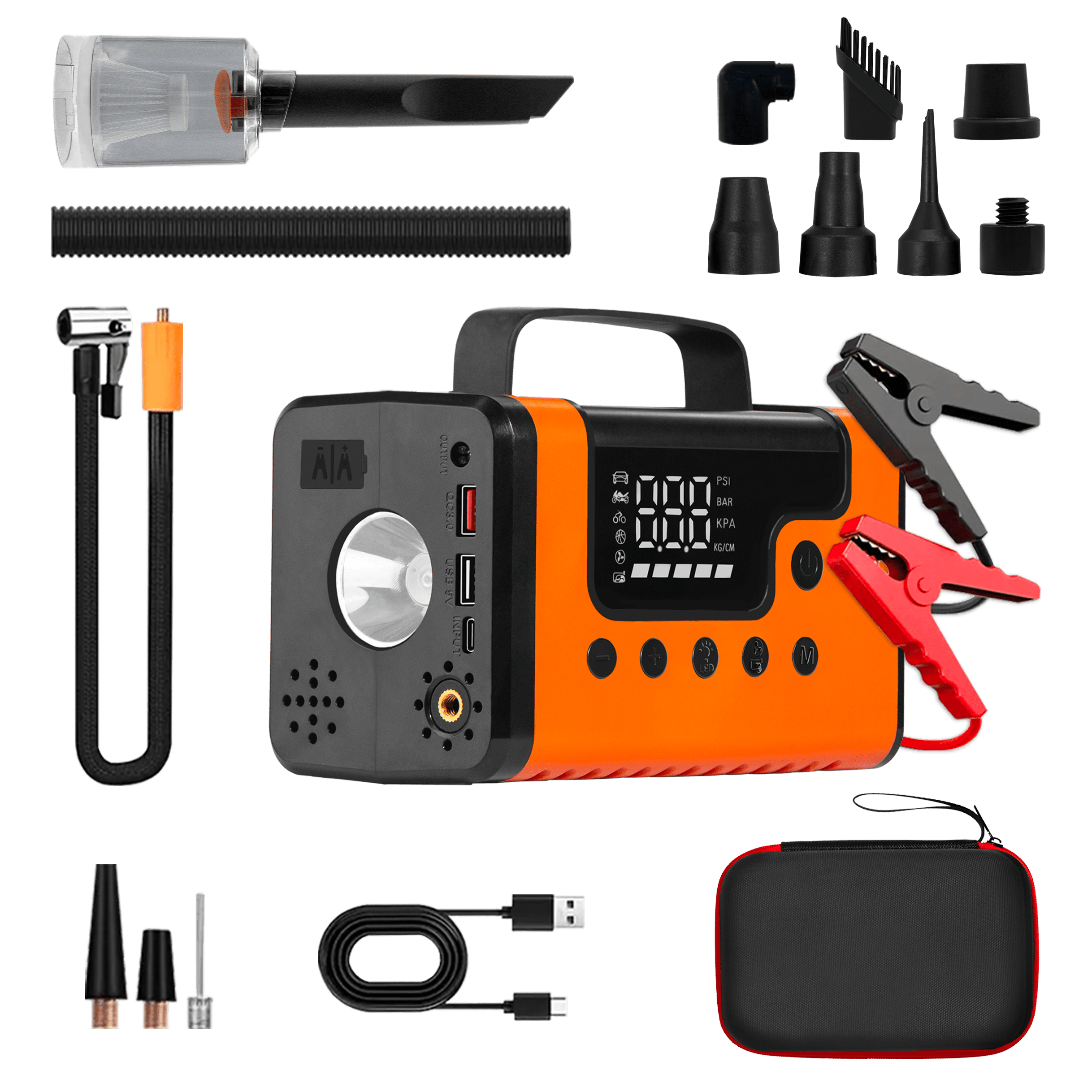 A28 Multi-Function Jump Starter With Air Compressor & LED | GEHOPOW