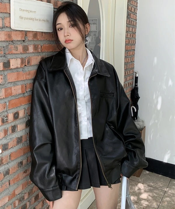 Qoo10] 2カラー 上下セット レザージャケット