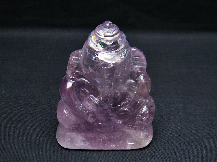 アメジスト ガネーシャ 彫刻品 置物[T42-478]