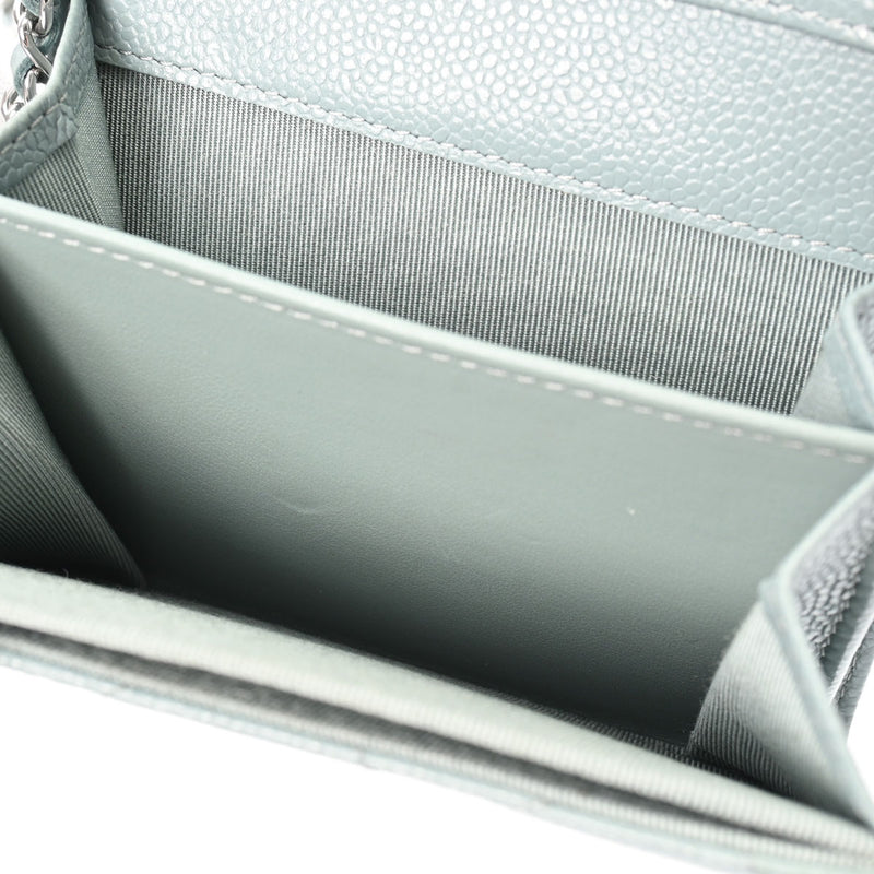 シャネルミニ チェーンウォレット 42976 ブルーグレー シルバー金具