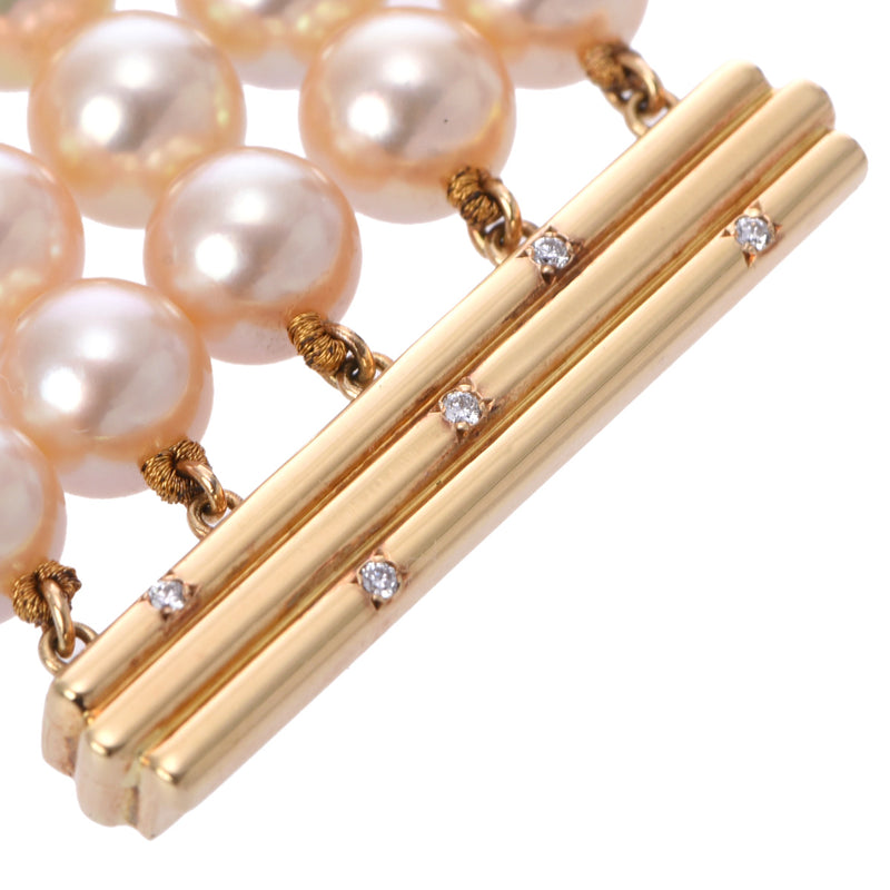 ミキモト 5連ブレスレット アコヤパール ダイヤ 0.05ct ホワイト