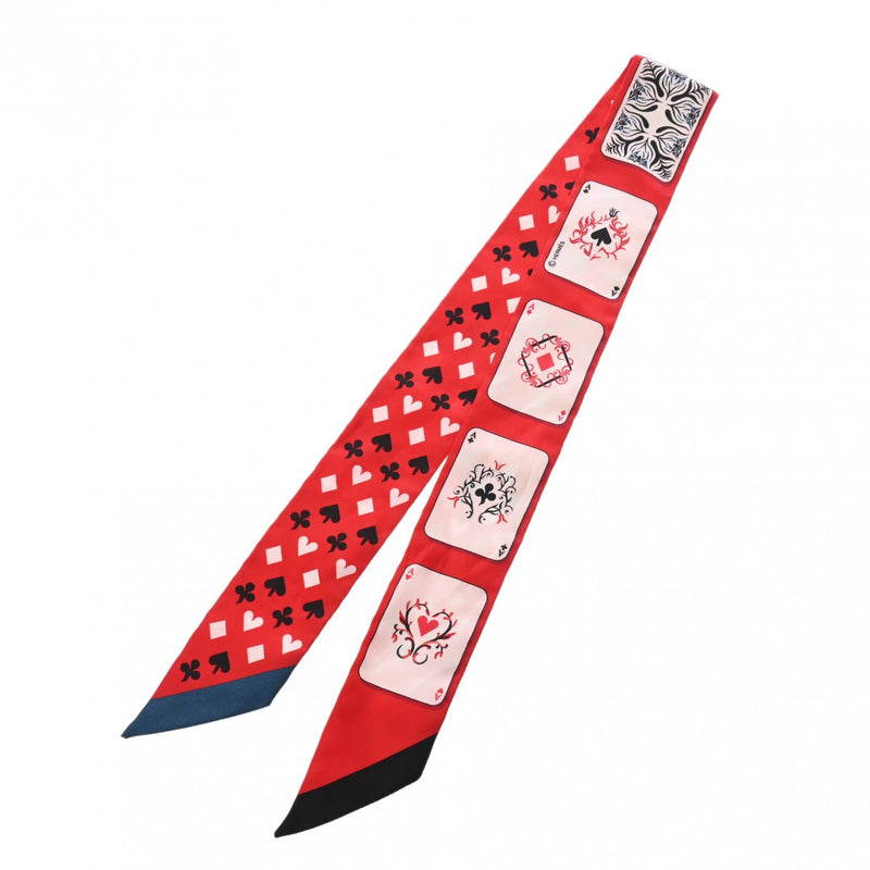 エルメスツイリー JEU DE CARTES トランプ柄 レッド レディース シルク