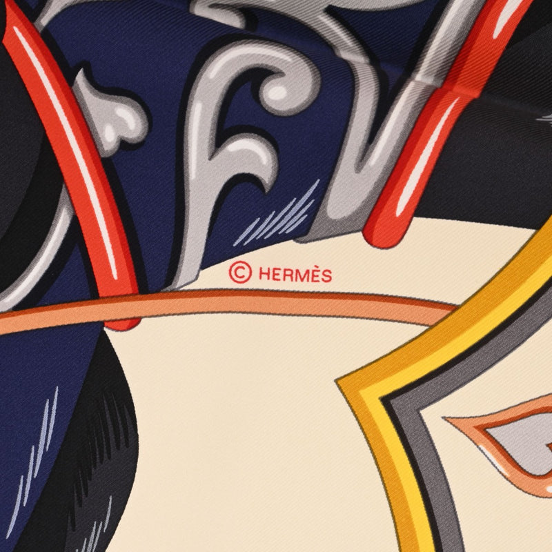 エルメスカレ 90 HARNAIS DE COEUR ブルーノワール/クレーム