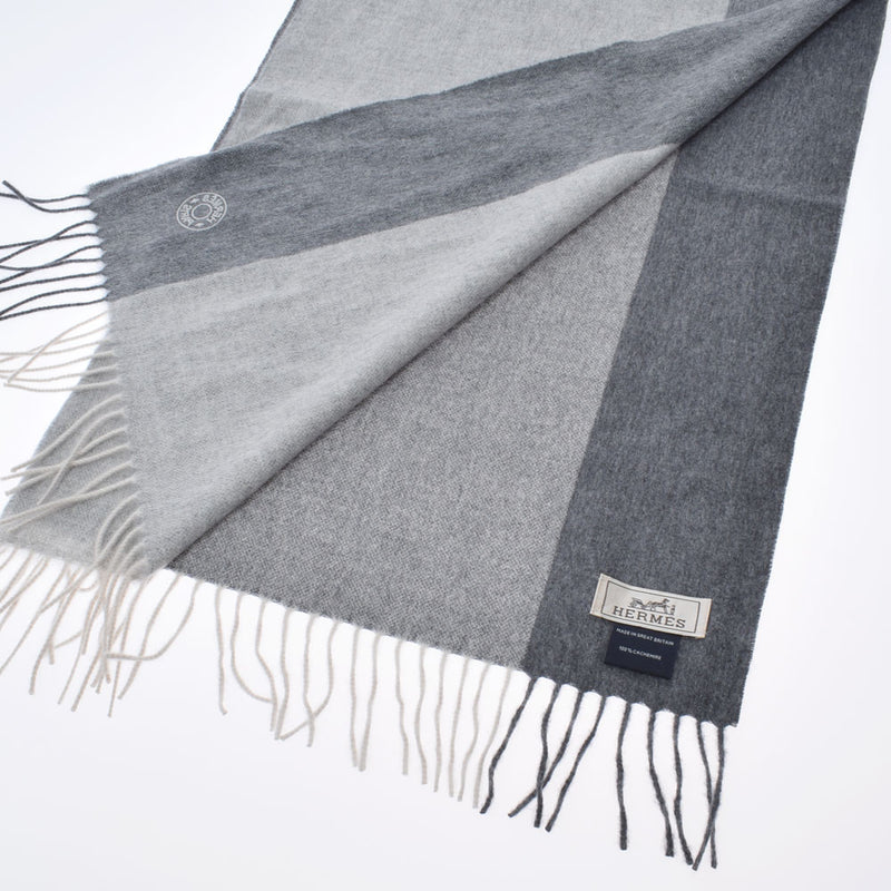 エルメスサマーブロック グレー/ライトグレー ユニセックス マフラー