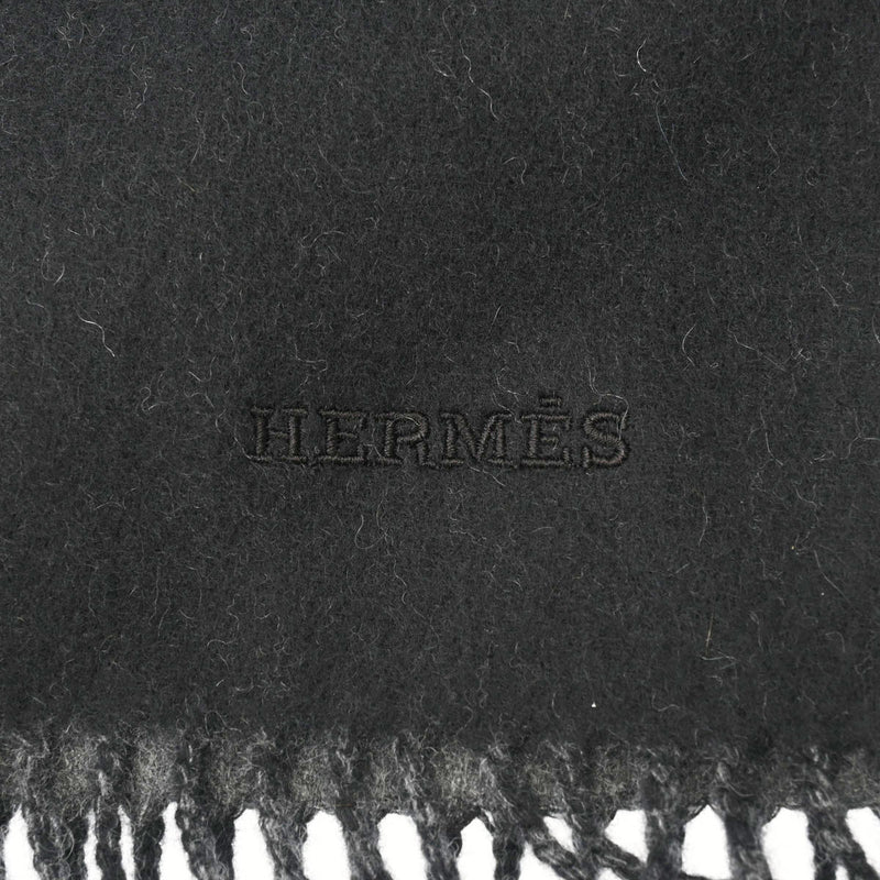 エルメスマフラー レクトヴェルソ リバーシブル 黒/フランネルグレー