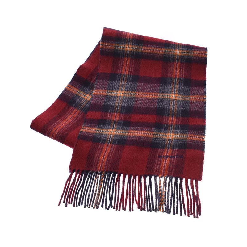 エルメスチェック柄 赤/紺 ユニセックス マフラー HERMES – 銀蔵オンライン