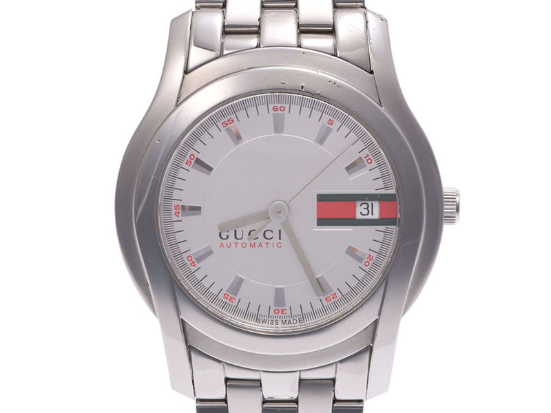 グッチ 5500 シルバー文字盤 メンズ レディース SS 自動巻 時計 AB