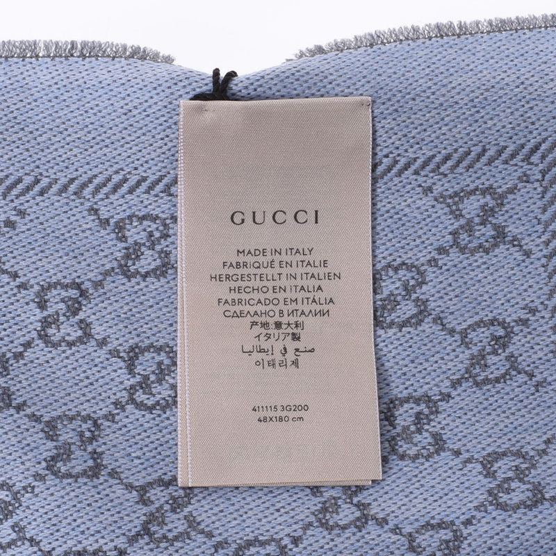 グッチGG柄 ストール グレー/水色 ユニセックス マフラー 411115 GUCCI