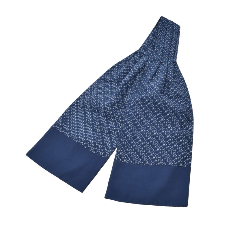 エルメスアスコットタイ 総柄 青 メンズ ネクタイ HERMES 中古 – 銀蔵