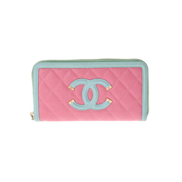 シャネルフィリグリー ラウンドファスナー長財布 14143 ピンク