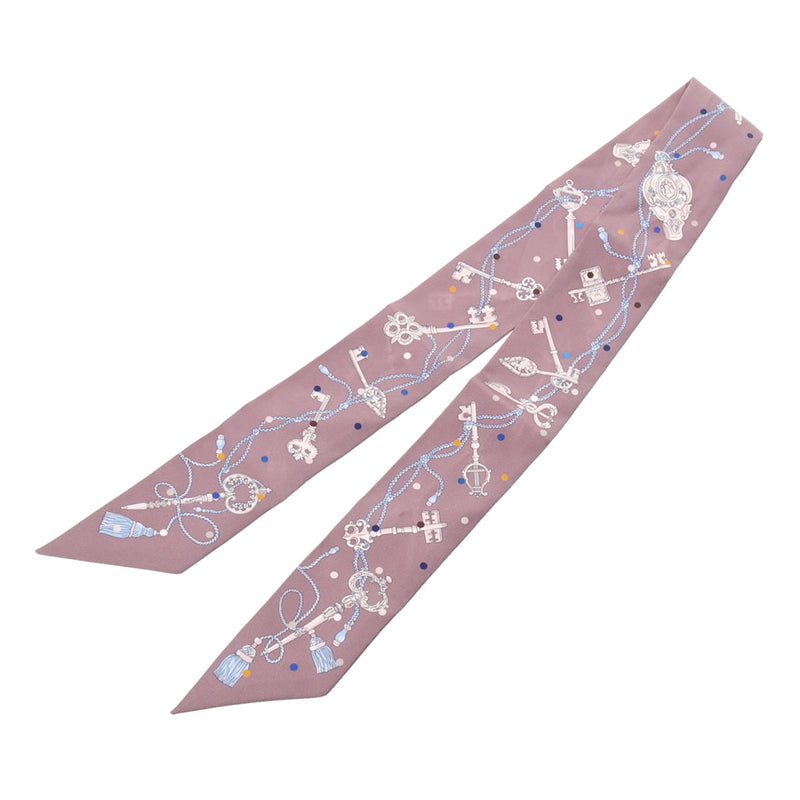 エルメスツイリー 鍵柄 グレージュ レディース スカーフ HERMES 中古