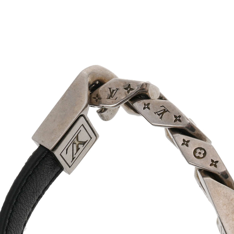 ルイヴィトンブラレス モノチェーン ブレスレット シルバー/黒 メンズ
